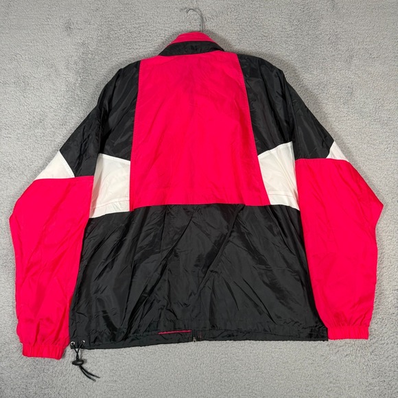 Vtg Nike Jacket Adult Large Black Pink Red Full Zip Windbreaker Hidden Hood - Picture 6 of 7